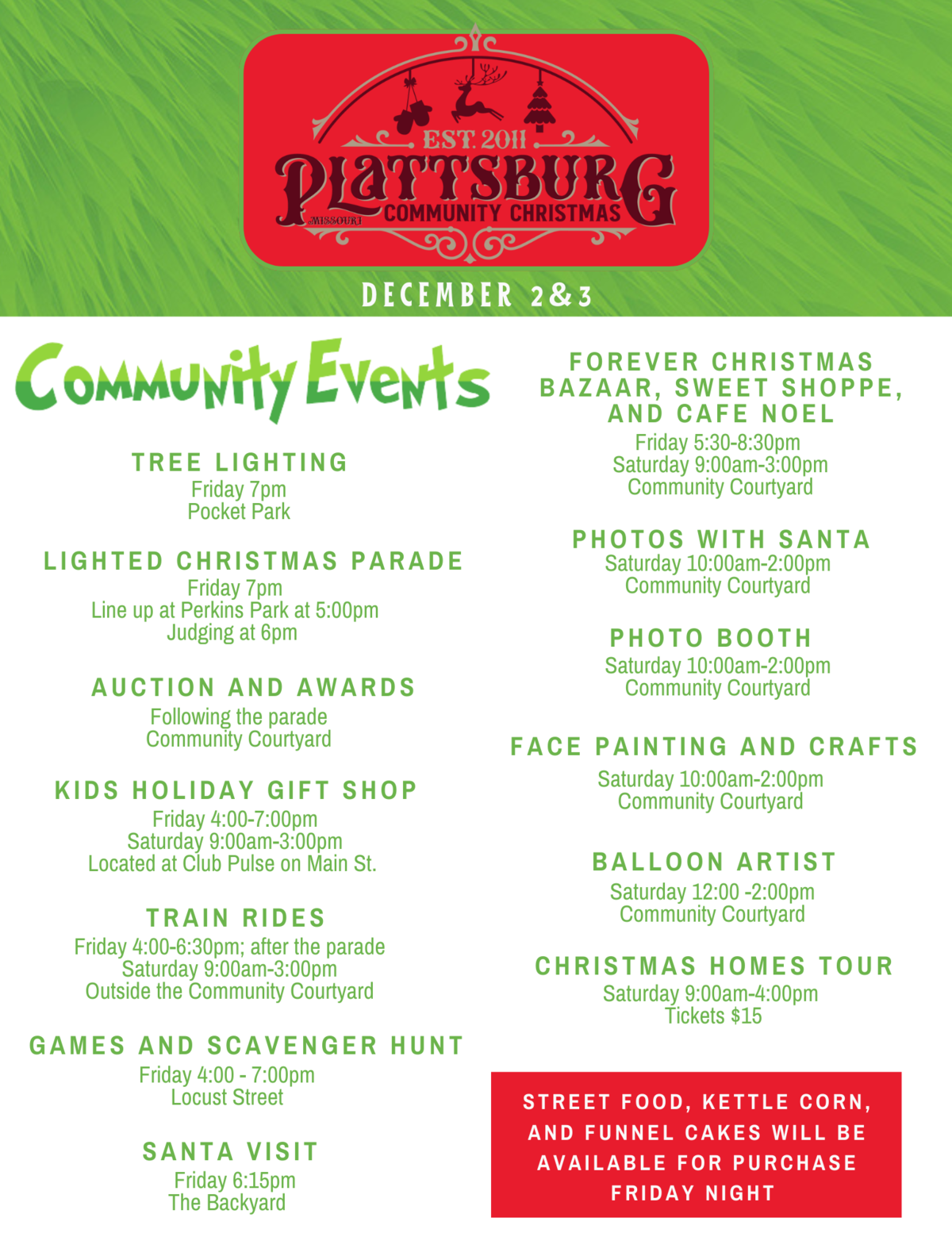 Plattsburg Community Christmas 2022 Flyer